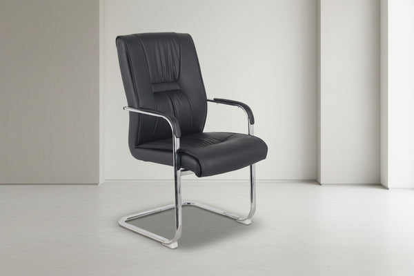 Посетителски стол  Nioze черен пу-хромиран крак 57x50x95см