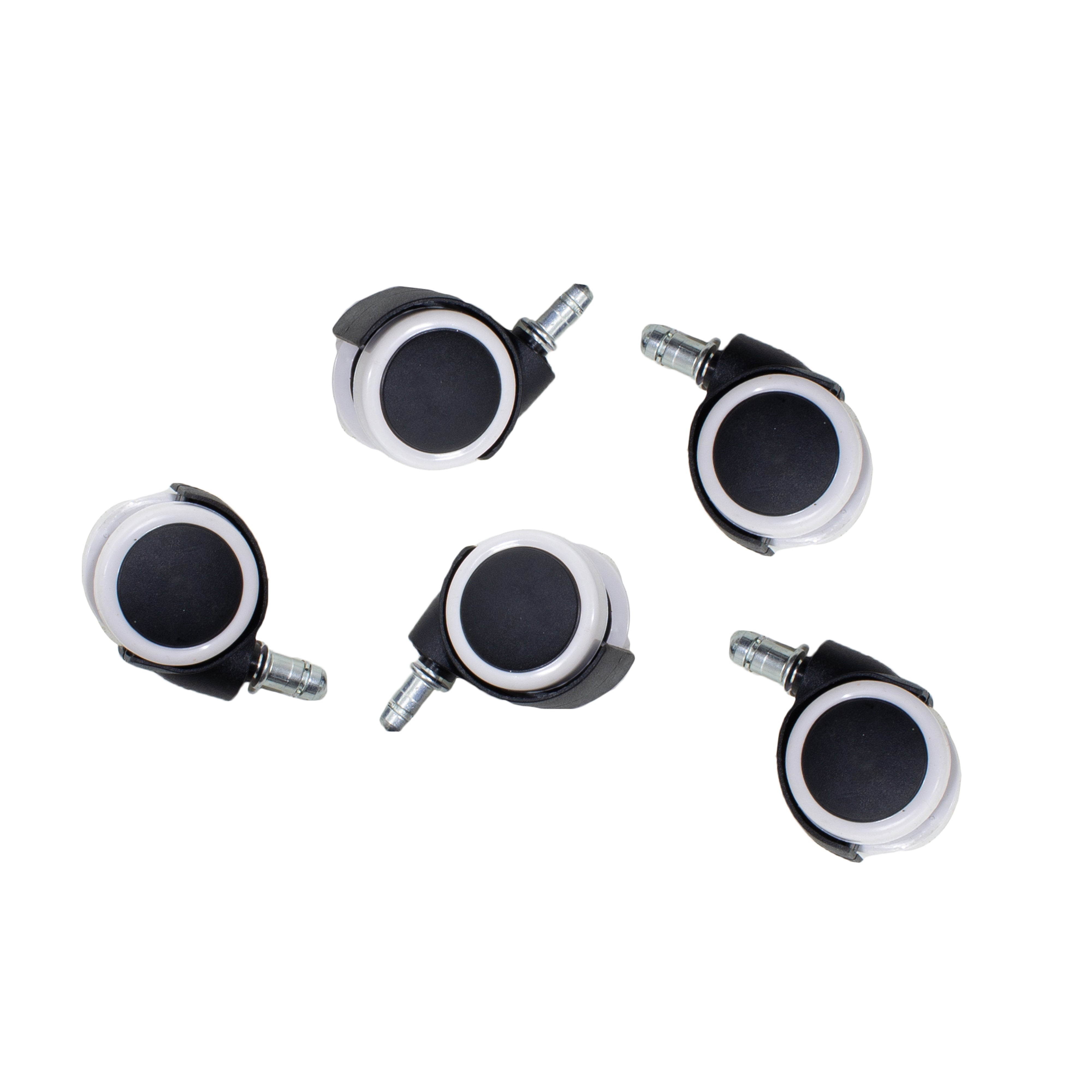 Комплект от 5бр. резервни колела за офис стол Beviane черен-бял цвят