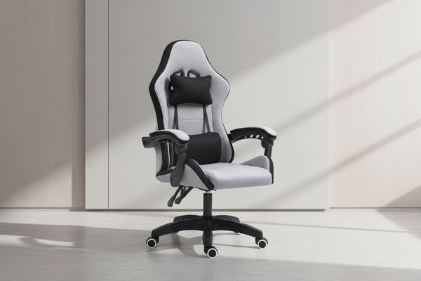 Геймърски офис стол Gline черно-сив плат черен pp 60x59x118cм