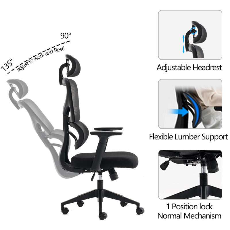 Мрежест черен мениджърски офис стол Cadrey 67x64x120-128см