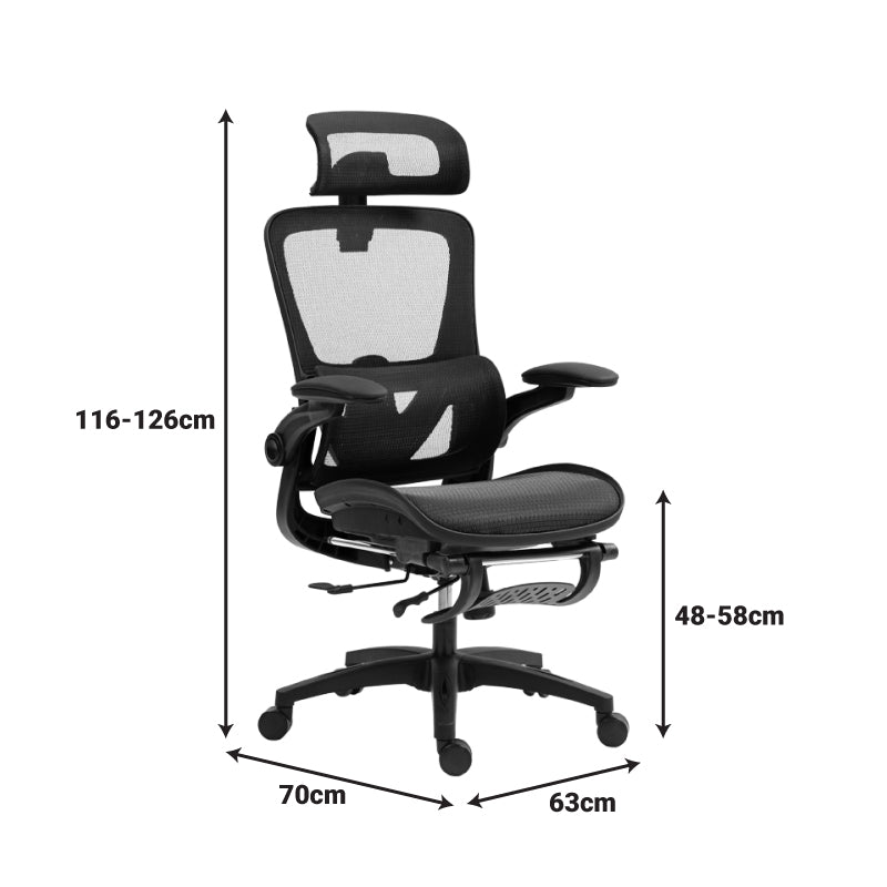 Work chair manager zenyk mesh black 63x70x126cm