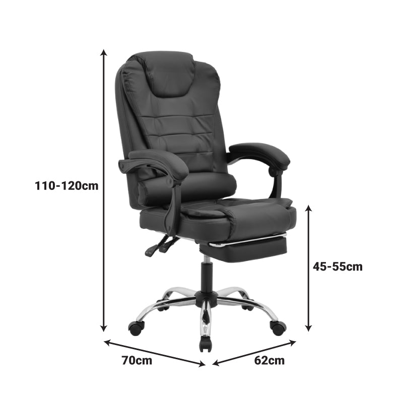 Директорски офис стол с поставка за крака и масажен механизъм volter pu черен 62x70x110см