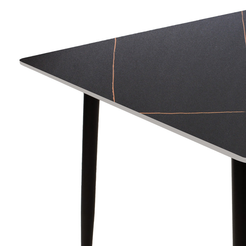 Трапезна маса Gustas черен мрамор синтерован камък-черен метален крак 140x80x75см