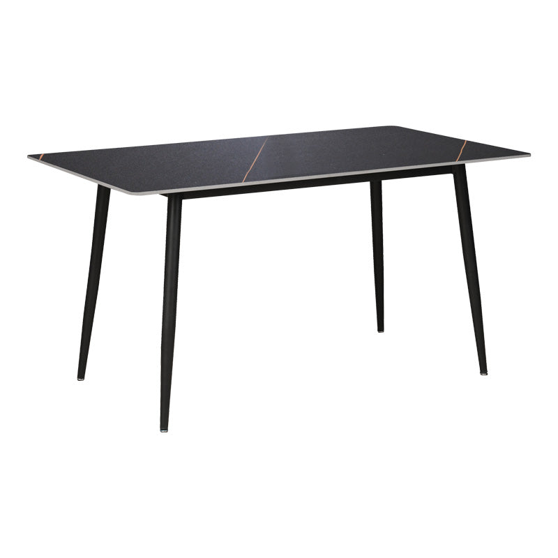 Трапезна маса Gustas черен мрамор синтерован камък-черен метален крак 140x80x75см