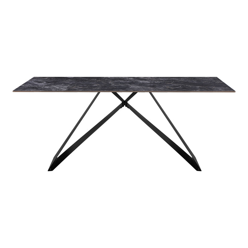 Кухненска маса MEJA синтерован черен камък с черни метални крака 180x90x76см
