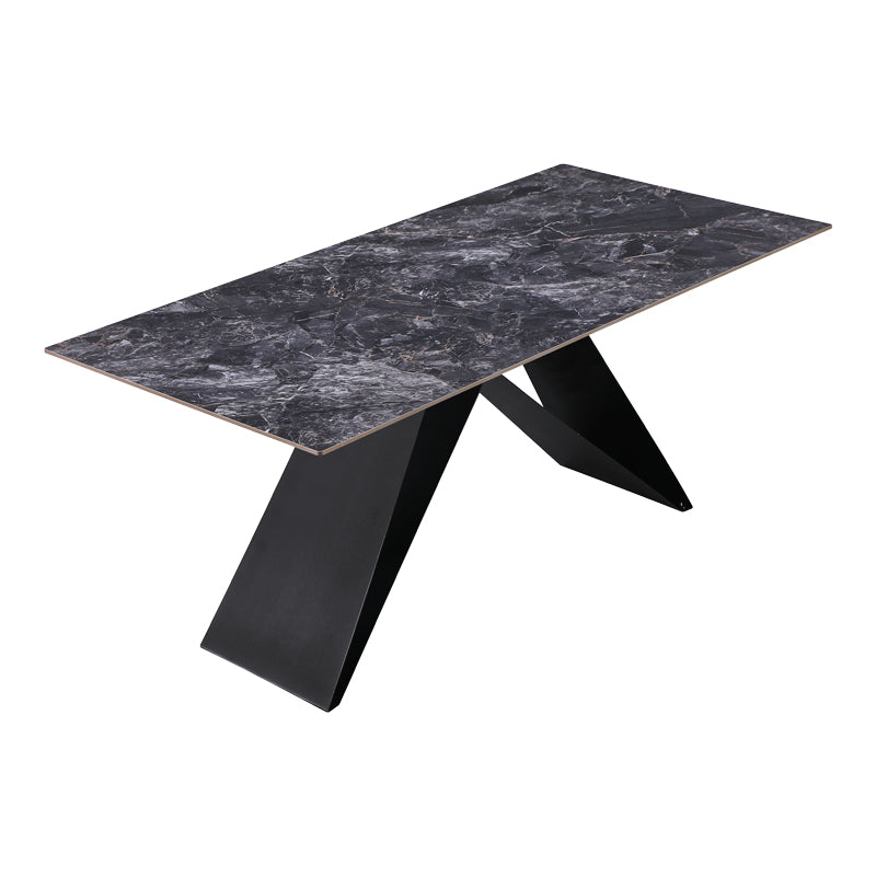 Кухненска маса MEJA синтерован черен камък с черни метални крака 180x90x76см