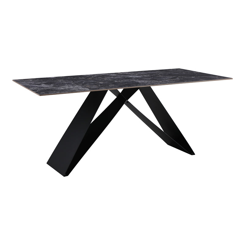 Кухненска маса MEJA синтерован черен камък с черни метални крака 180x90x76см