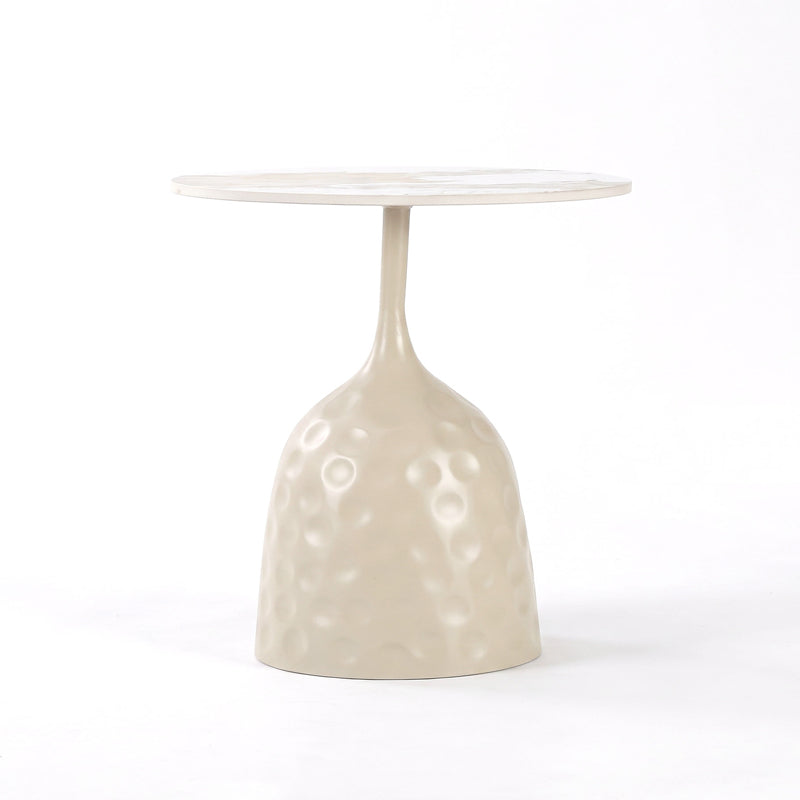 Странична маса AMPHORA капучино метал-мрамор-вид травертин d50x47см