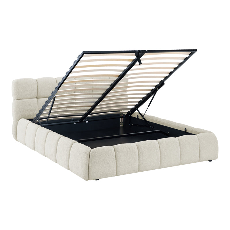 Легло Jeby тапицирано в кремав цвят с праскова нюанс 160x200см