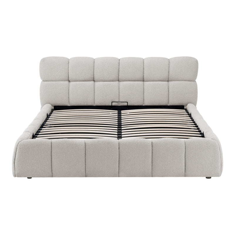 Легло Jeby тапицирано в кремав цвят с праскова нюанс 160x200см