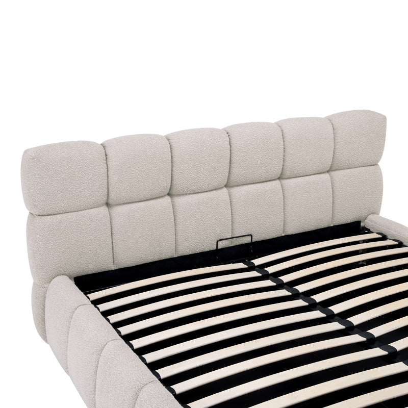 Легло Jeby тапицирано в кремав цвят с праскова нюанс 160x200см