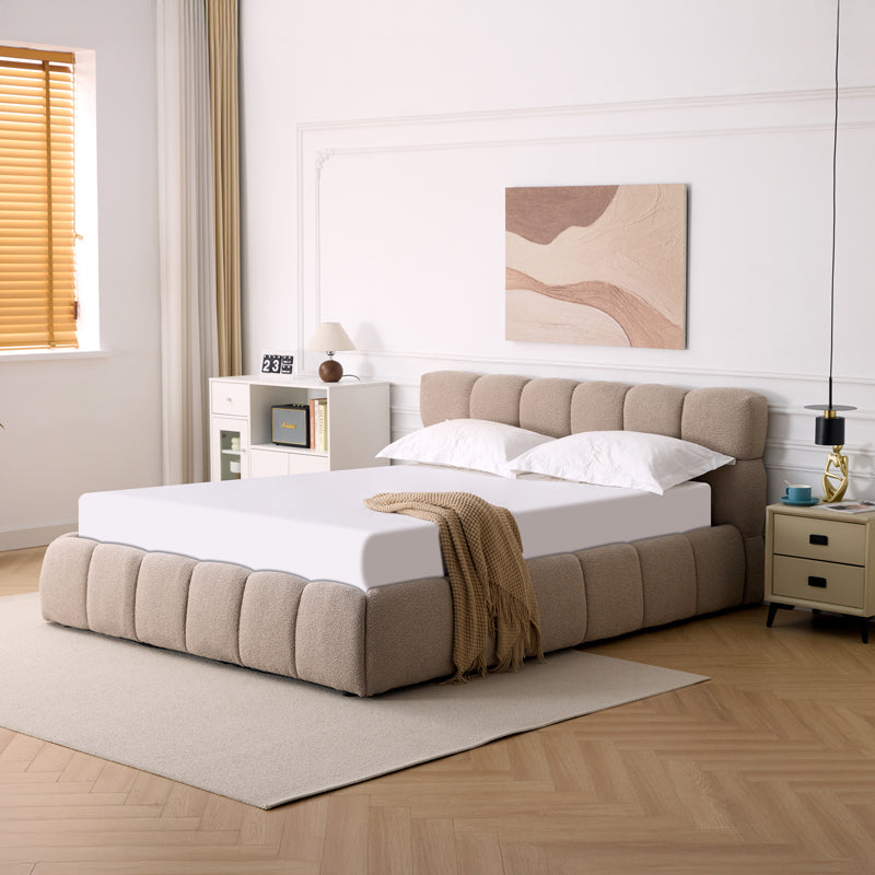 Легло Jeby тапицирано в бежов нюанс с място за съхранение 160x200см