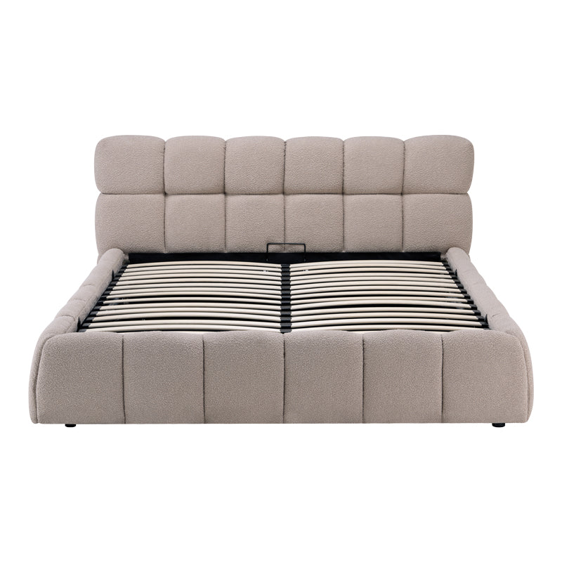 Легло Jeby тапицирано в бежов нюанс с място за съхранение 160x200см