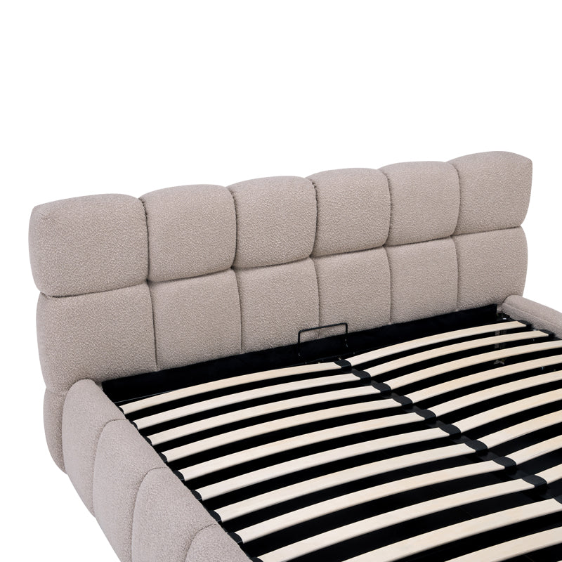 Легло Jeby тапицирано в бежов нюанс с място за съхранение 160x200см