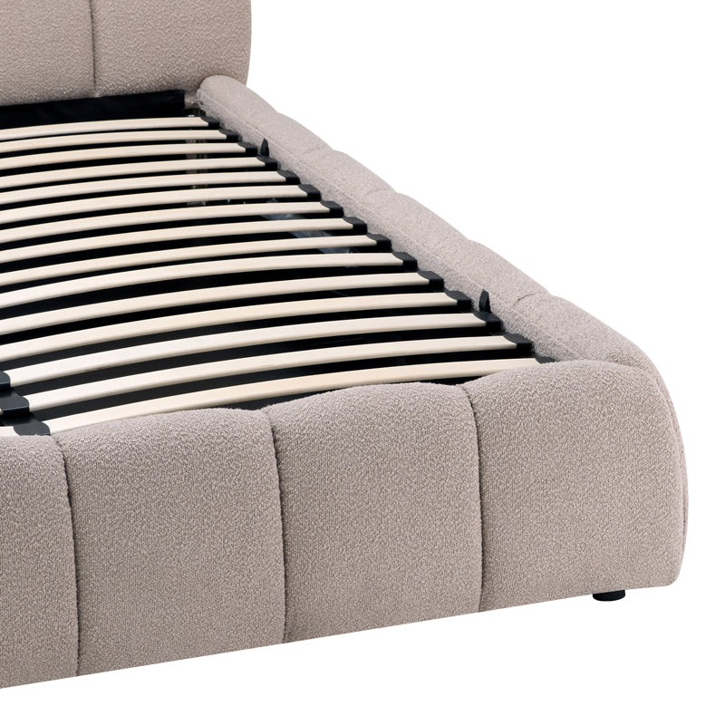 Легло Jeby тапицирано в бежов нюанс с място за съхранение 160x200см