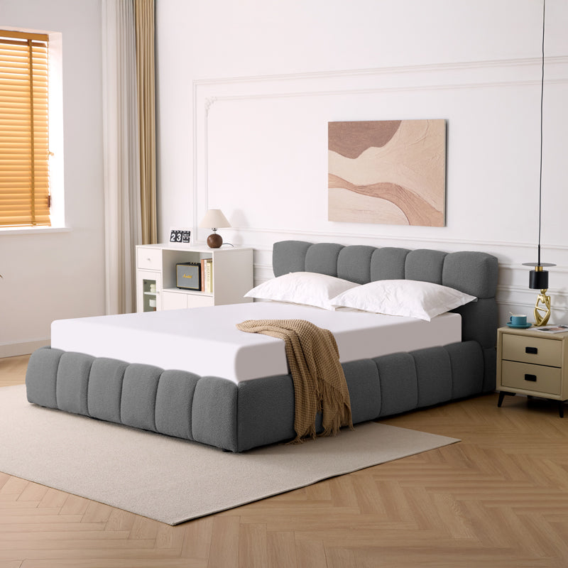 Легло JEBY тапицирано с дамаска в цвят антрацит 160x200см