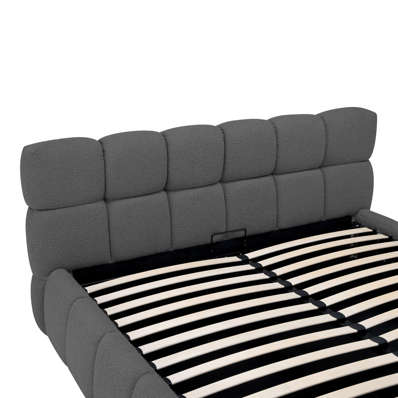 Легло JEBY тапицирано с дамаска в цвят антрацит 160x200см