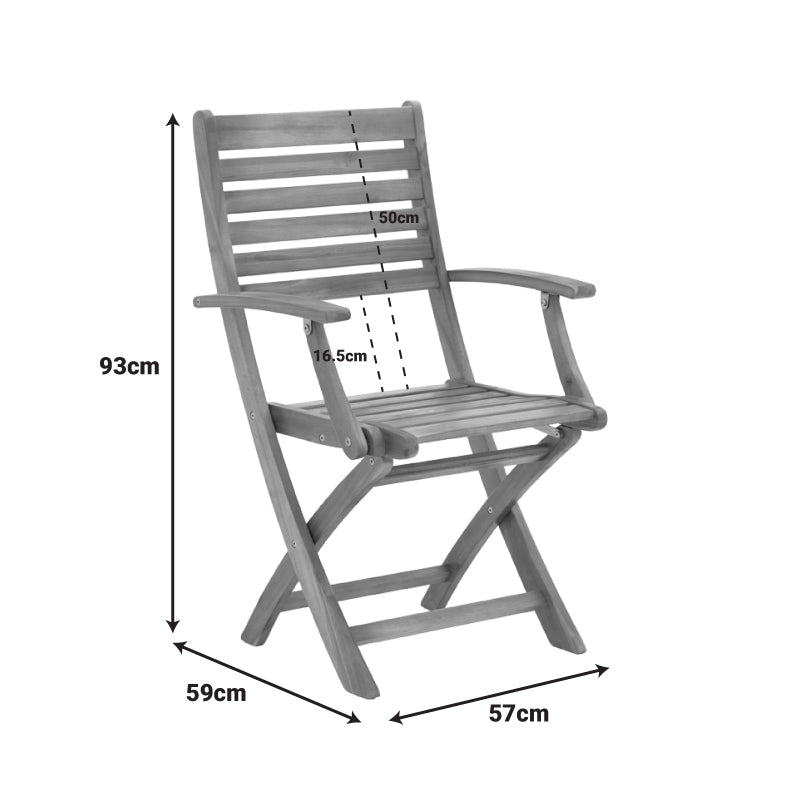 Сгъваемо кресло Gorpo естествено акациево дърво 57x59x93см