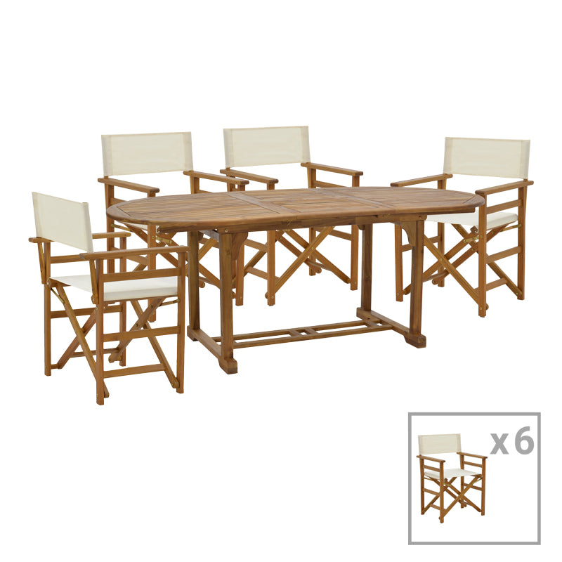 Комплект SOPHO от 7бр  естествено масивно акациево дърво 200/150x100x75см