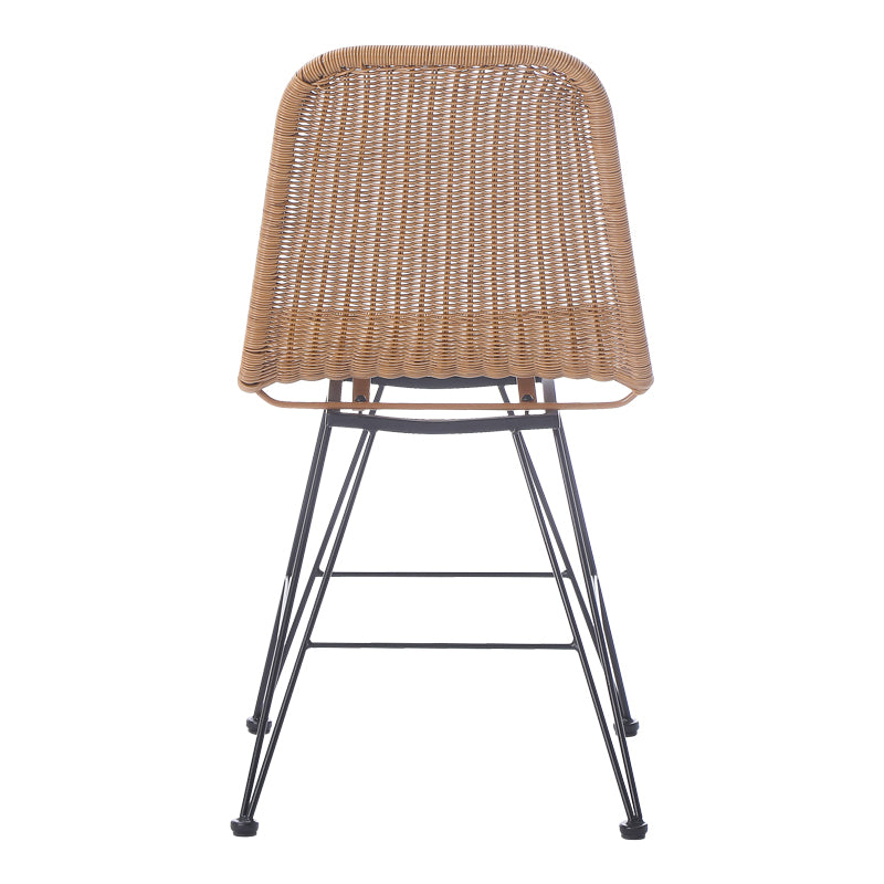 Ратанов стол Pamela в естествен нюанс и черни метални крака 44x58x82см