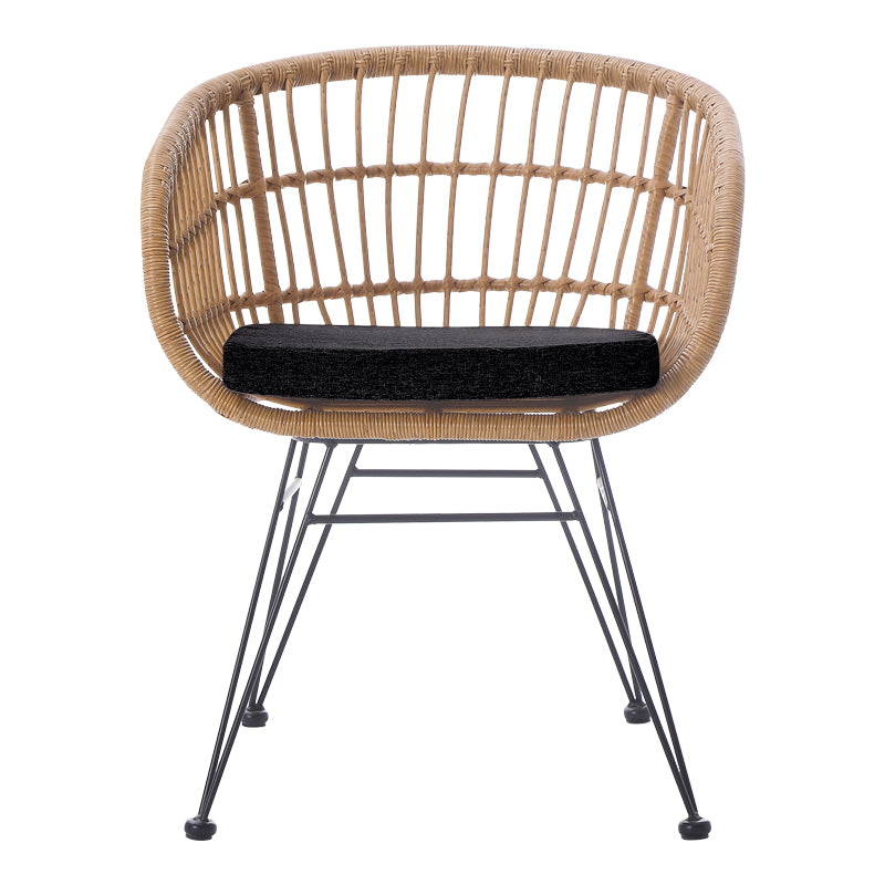 Фотьойл Naoki  от ратан в естествен нюанс и черни метални крака 63x61x79см