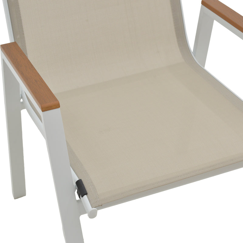 Трапезен комплект AZELIE от 5части  сив плат-бял алуминий 80x80x74см