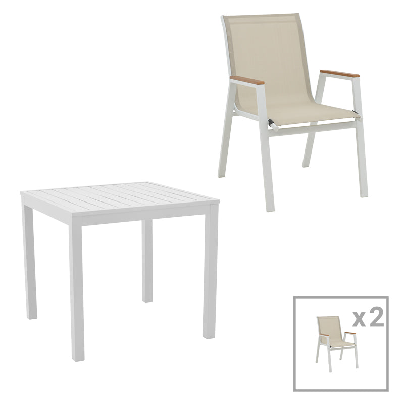 Kомплект AZELIE 3части алуминий в бял нюанс 80x80x74см