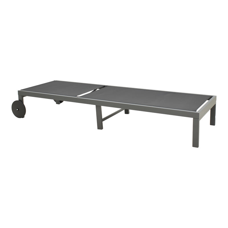 Шезлонг Mailo тъмно сив алуминий и текстил в черен нюанс 71x206x30см