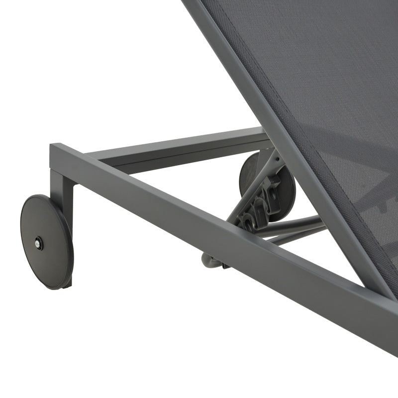 Шезлонг Mailo тъмно сив алуминий и текстил в черен нюанс 71x206x30см