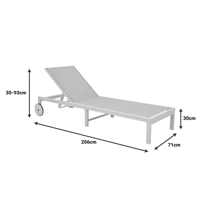 Шезлонг Mailo тъмно сив алуминий и текстил в черен нюанс 71x206x30см