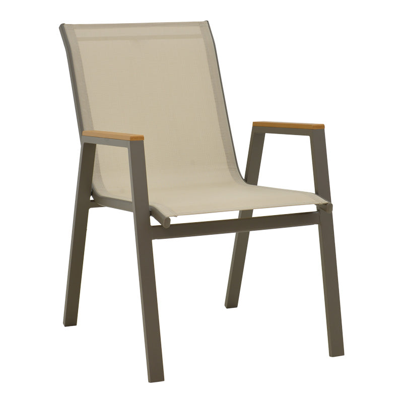 Кресло Azelie шампанско алуминий и текстил в светло сив нюанс 56x75x88см