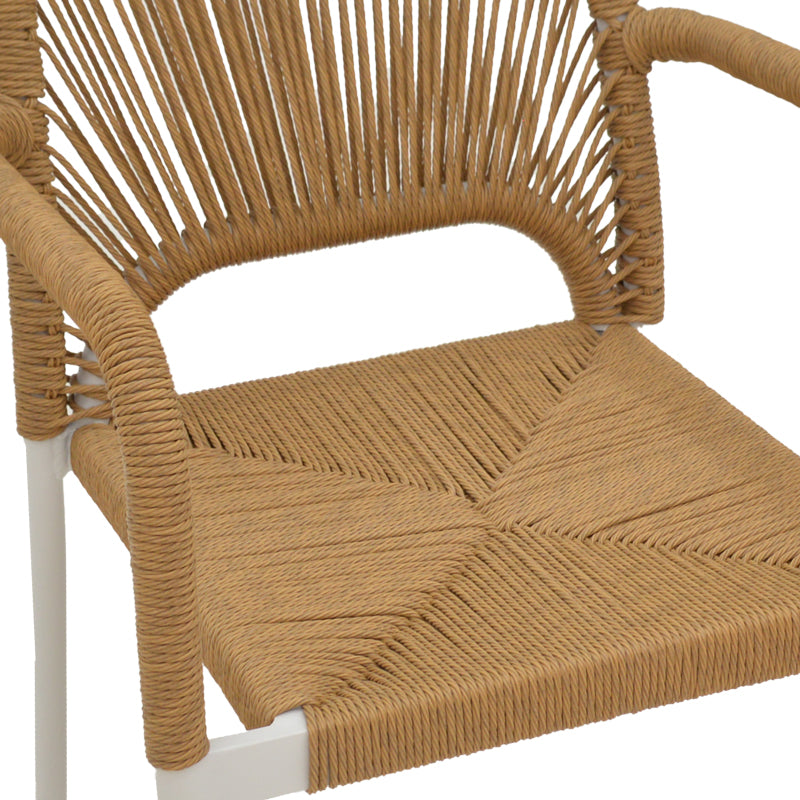 Стифиращ се алуминиев фотьойл Norture бяла рамка-естествен ратан 57x61x85см