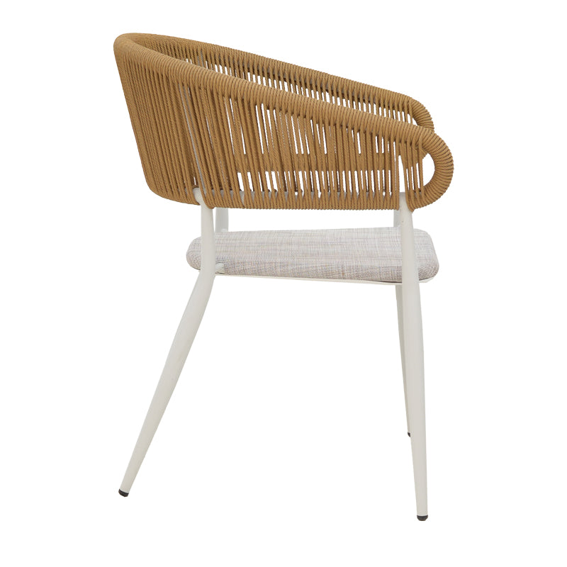 Алуминиев фотьойл Raven стифиращ се бяла рамка-естествен текстил-ратан 57x62x78см