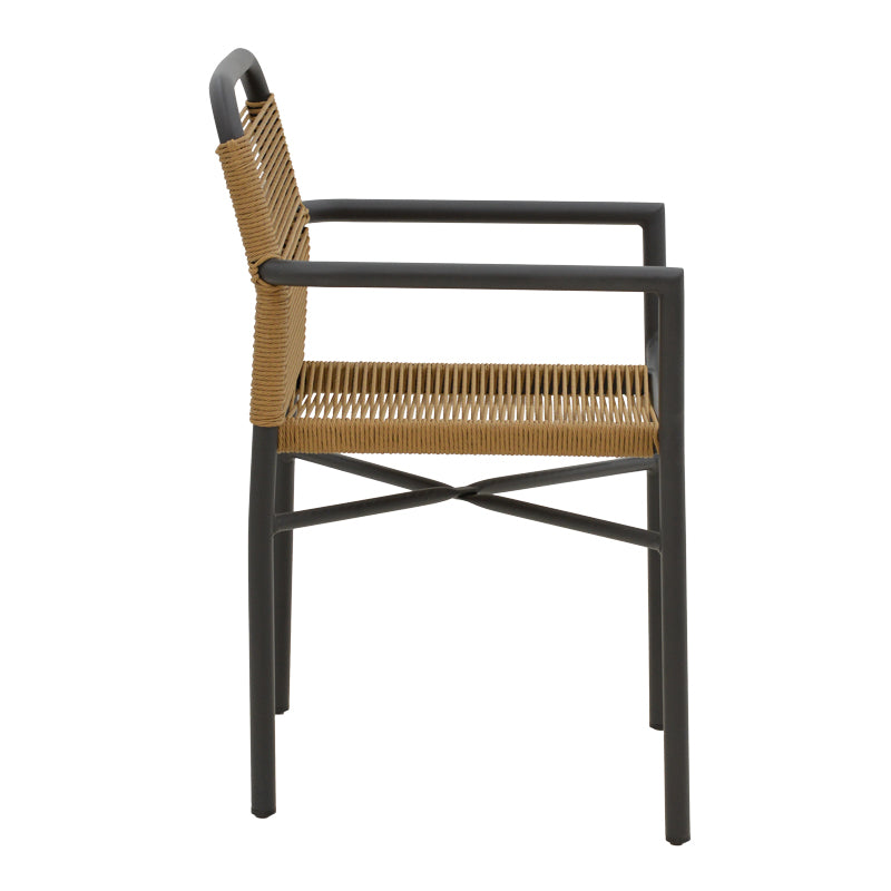 Алуминиев фотьойл Clutch стифиращ/ антрацитна рамка-естествен ратан 55x56x80см