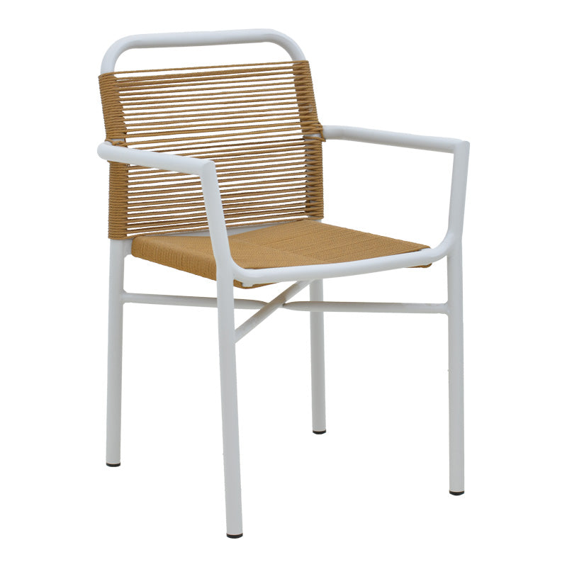 Градински стол алуминий бял/въже бежово 55x56x80см