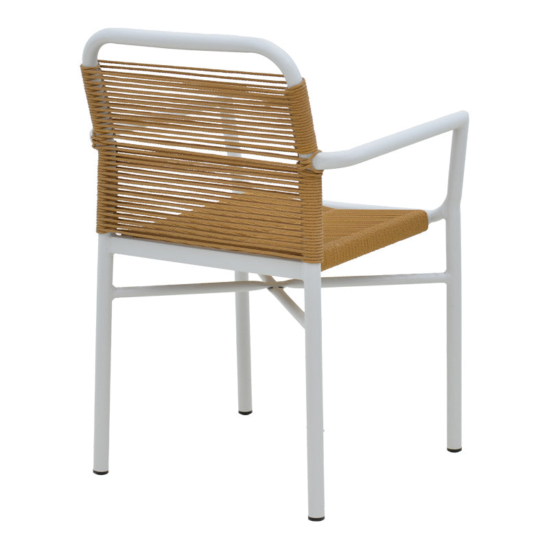 Градински стол алуминий бял/въже бежово 55x56x80см