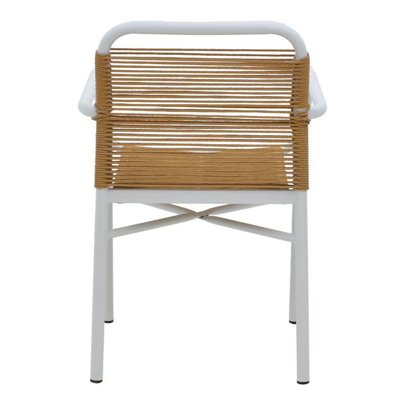 Градински стол алуминий бял/въже бежово 55x56x80см