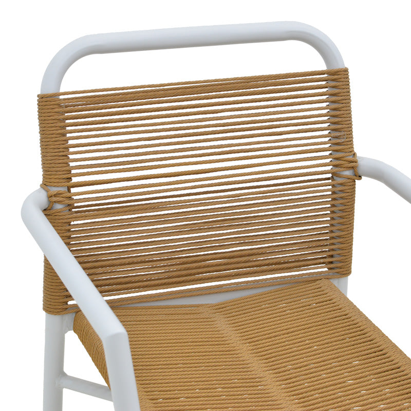 Градински стол алуминий бял/въже бежово 55x56x80см