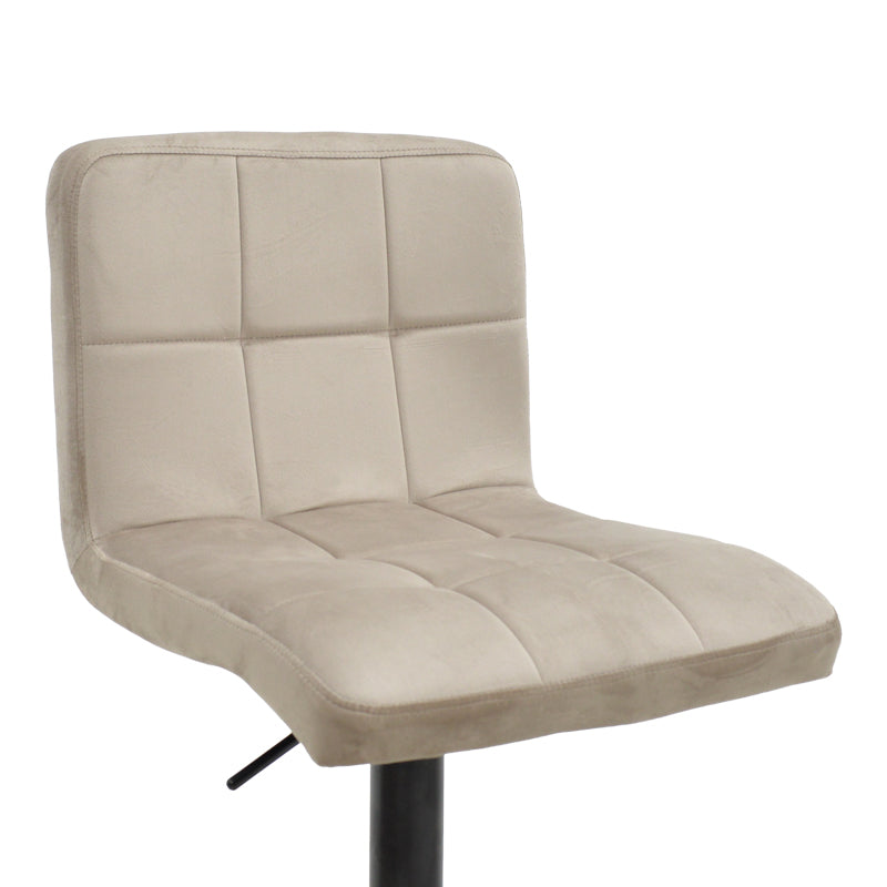 Бар стол Remina с регулируема височина бежово кадифено-черна матова основа 44x44x112см