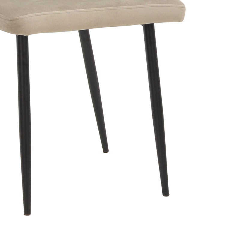 Стол Azori кадифе бежово-сив черен метален крак 49x55x85см