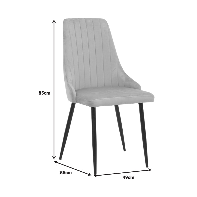 Стол Azori кадифе тъмно сиво-черен метален крак 49x55x85см