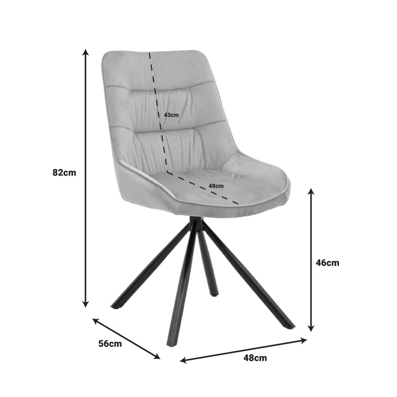 Стол WORI тъмно сиво кадифе-метал черен крак 48x56x82см