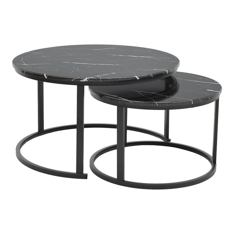 Холна маса Revelon комплект от 2 мдф с вид черен мрамор 80x80x45см