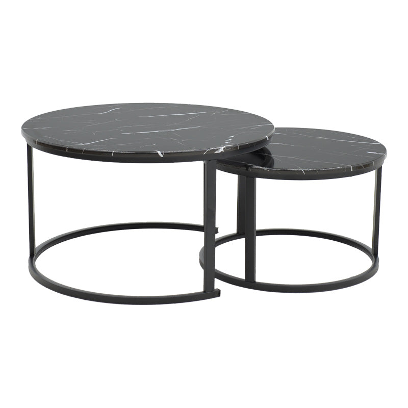 Холна маса Revelon комплект от 2 мдф с вид черен мрамор 80x80x45см