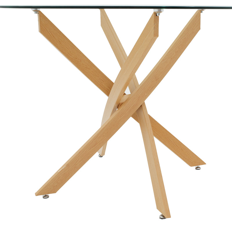 Маса трапезна Antoro стъкло и метални крака в естествен нюанс D80x75см