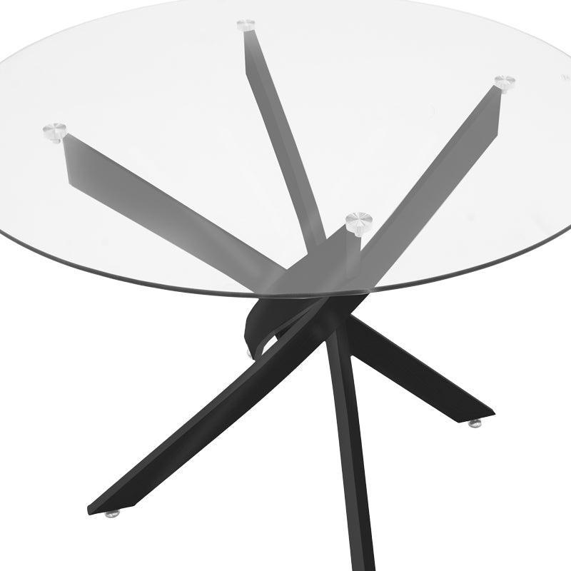 Маса Antoro стъкло и метални крака в черен цвят D100x75см