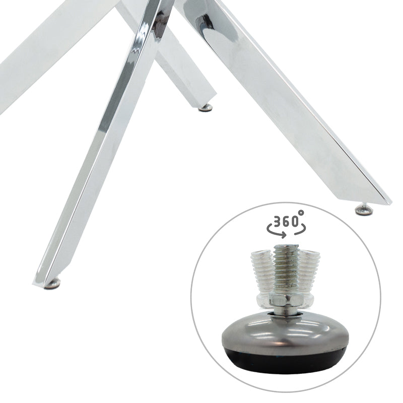 Маса Antoro от стъкло и метални крака в хромиран нюанс D100x75см