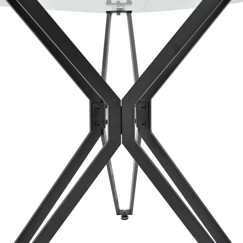 Маса  трапезна  Dezous стъкло-черни метални крака ф70x75см