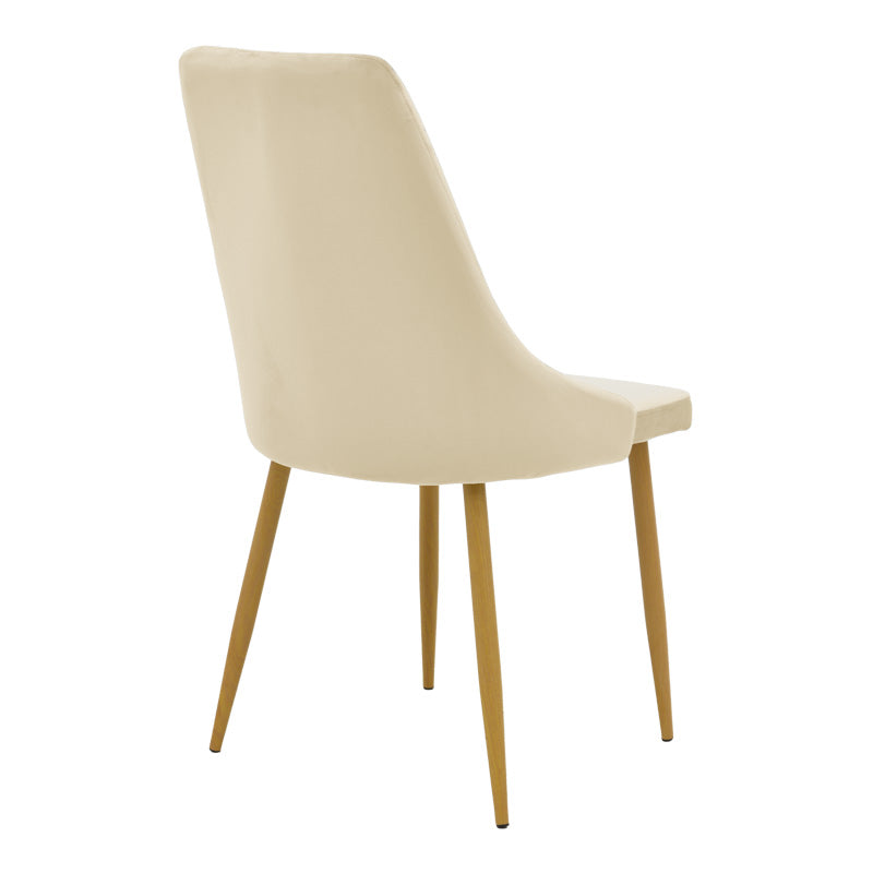 Стол AZORI кадифе бежов плат с естествен цвят метален крак 49x55x85см
