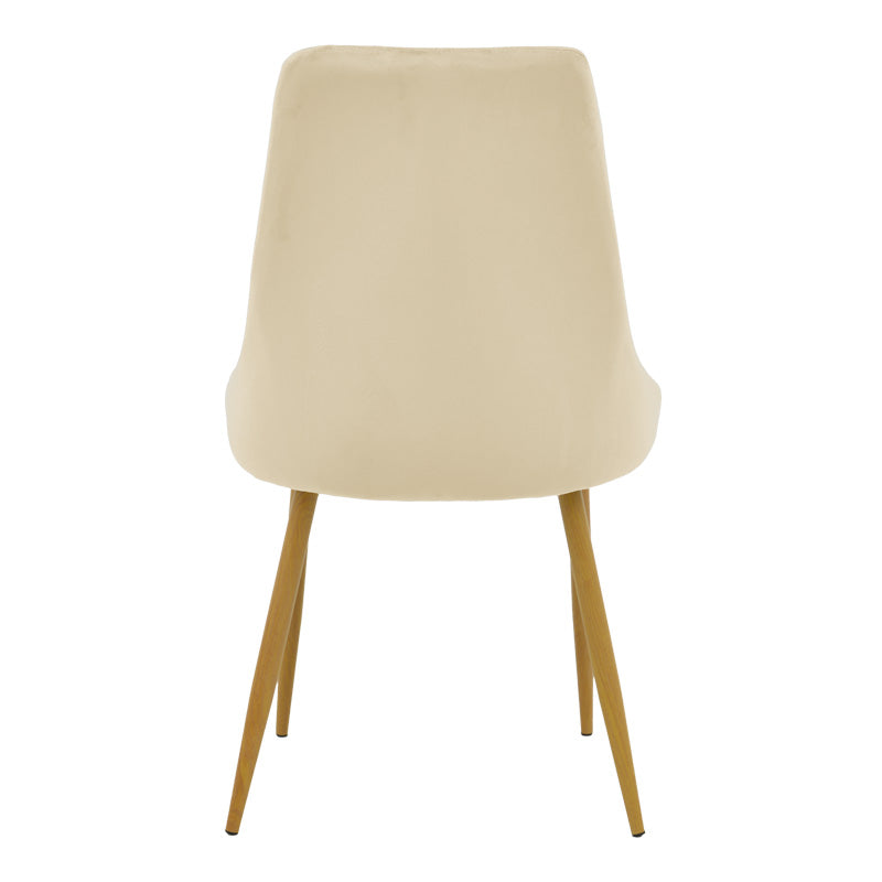 Стол AZORI кадифе бежов плат с естествен цвят метален крак 49x55x85см